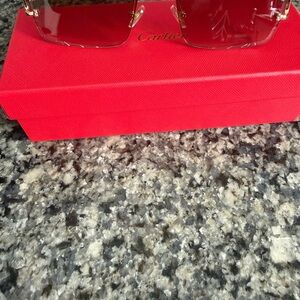 & Other Stories Rimless Sunglasses with Pink Gradient Lenses and Gold Arms